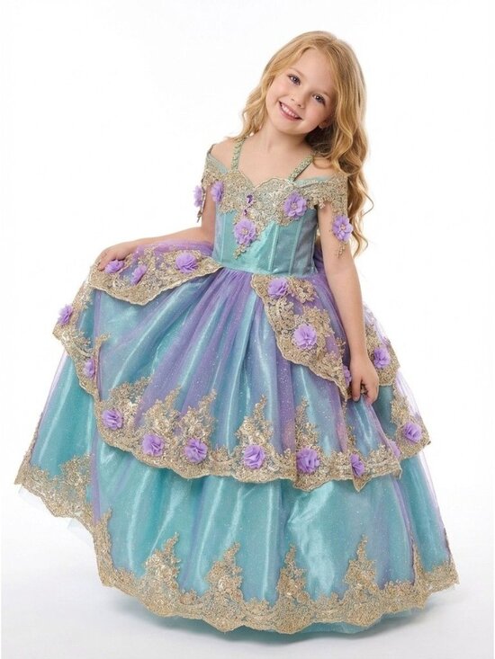 Other - Girls Mermaid Inspired 2-in-1 Princess Dress with Adjustable Corset and Removabl